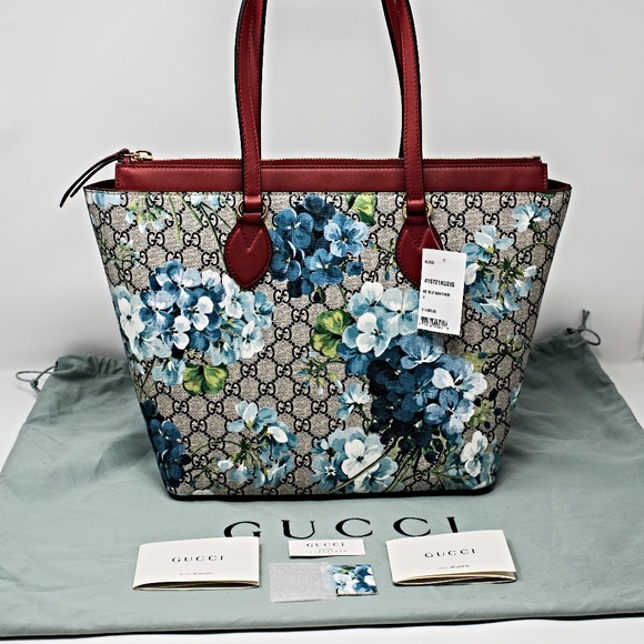 NEW GUCCI MEDIUM GG BLOOMS SUPREME CANVAS TOTE - Picture 6 of 8